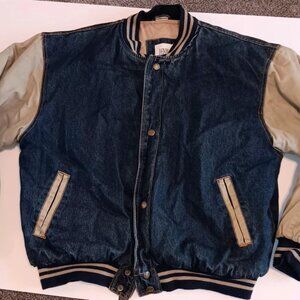 Denim Express XL Vtg Men's Quilted Winter Jacket Denim & Tan Sleeves